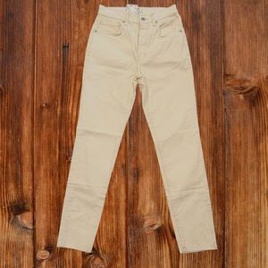 WE THE FREE Womens Ivory Button Fly Velvet Skinny‎ Pants Size: 27 *flaw*